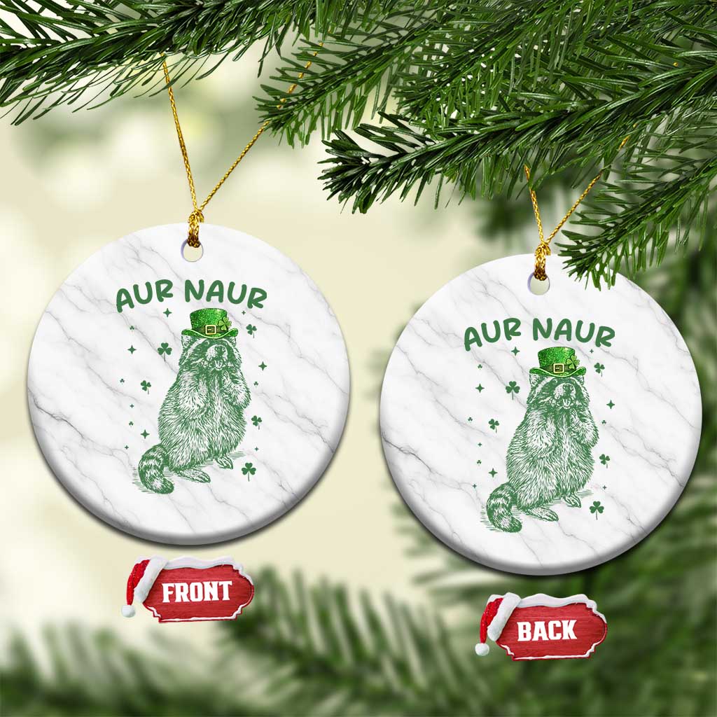 Aur Naur Raccoon St Patricks Day Ceramic Ornament Funny Sarcastic Oh No Australian Accent TS14 1pc White Marble Print Your Wear