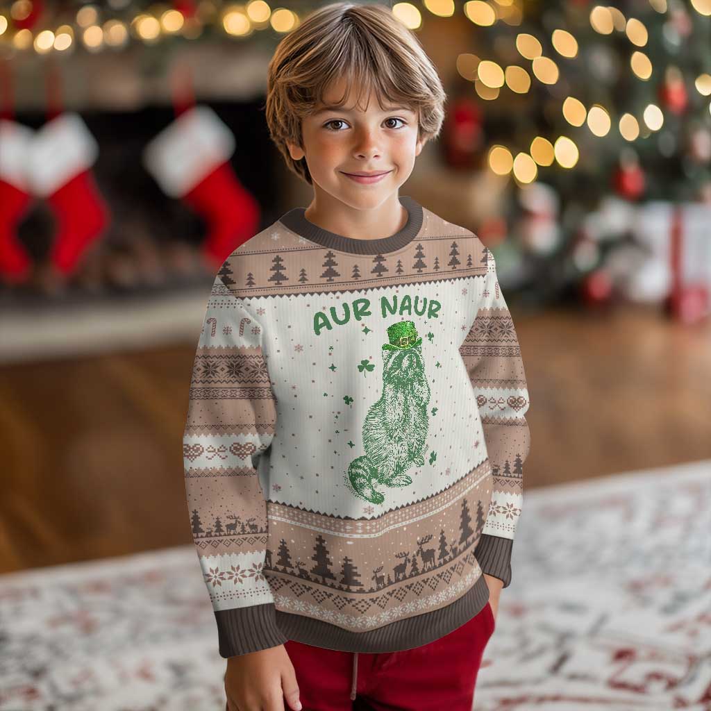 Aur Naur Raccoon St Patricks Day Ugly Christmas Sweater Funny Sarcastic Oh No Australian Accent TS14 Mocha Mousse Print Your Wear
