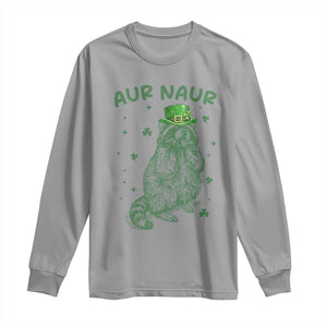 Aur Naur Raccoon St Patricks Day Long Sleeve Shirt Funny Sarcastic Oh No Australian Accent TS14 Sport Gray Print Your Wear