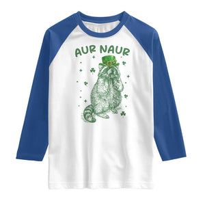 Aur Naur Raccoon St Patricks Day Raglan Shirt Funny Sarcastic Oh No Australian Accent TS14 White Royal Print Your Wear