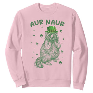 Aur Naur Raccoon St Patricks Day Sweatshirt Funny Sarcastic Oh No Australian Accent TS14 Light Pink Print Your Wear