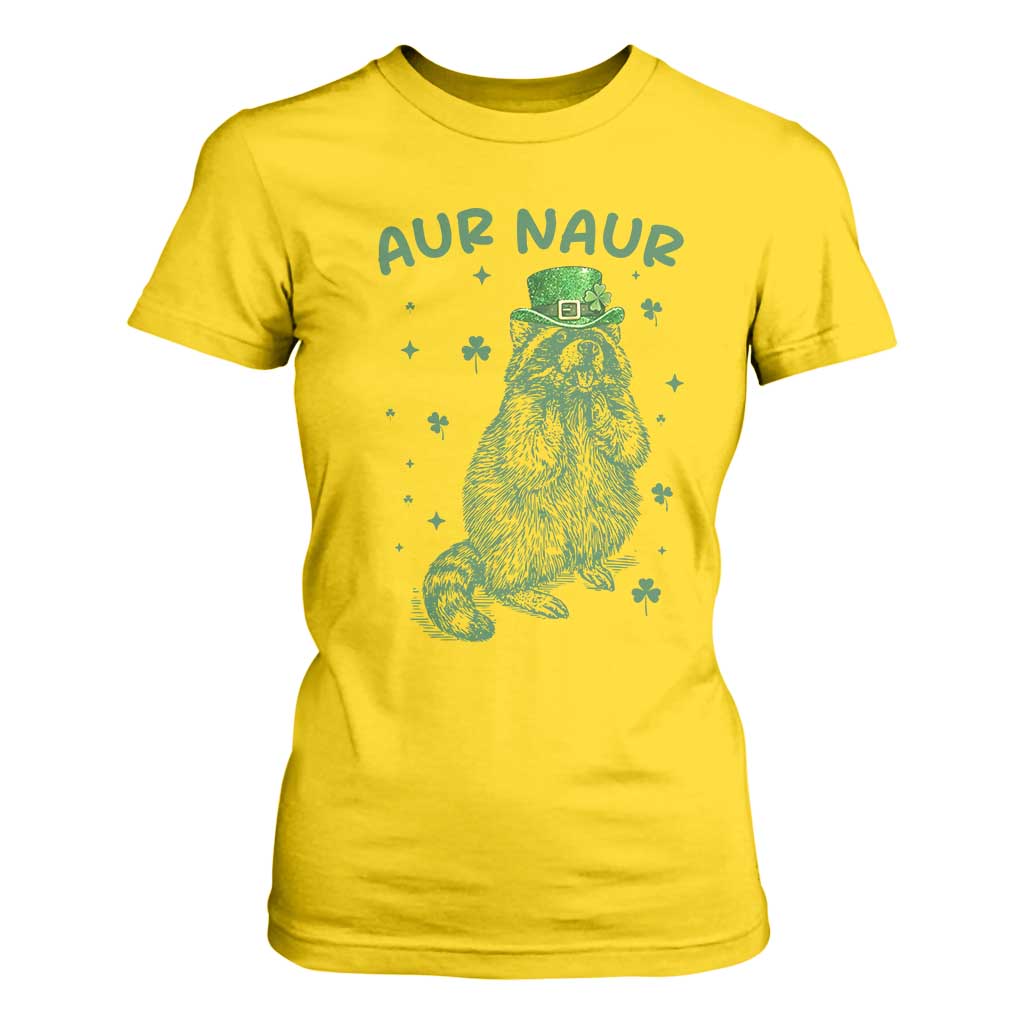 Aur Naur Raccoon St Patricks Day T Shirt For Women Funny Sarcastic Oh No Australian Accent TS14 Daisy Print Your Wear