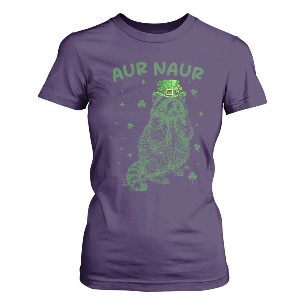 Aur Naur Raccoon St Patricks Day T Shirt For Women Funny Sarcastic Oh No Australian Accent TS14 Purple Print Your Wear