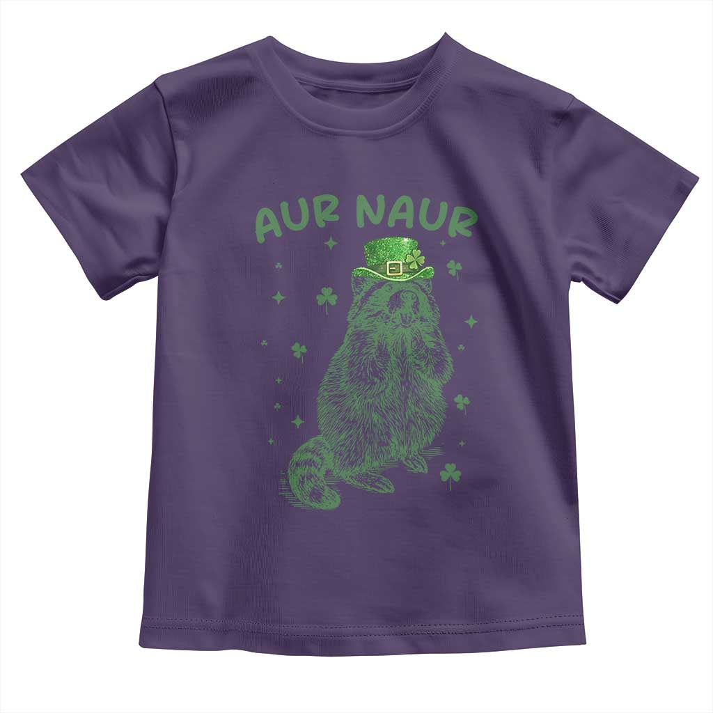 Aur Naur Raccoon St Patricks Day Toddler T Shirt Funny Sarcastic Oh No Australian Accent TS14 Purple Print Your Wear