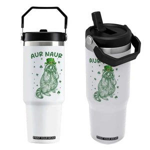 Aur Naur Raccoon St Patricks Day Flip Straw Tumbler Funny Sarcastic Oh No Australian Accent TS14 One Size: 30 oz White Print Your Wear