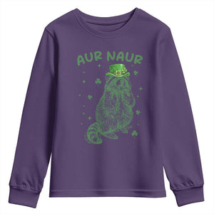 Aur Naur Raccoon St Patricks Day Youth Sweatshirt Funny Sarcastic Oh No Australian Accent TS14 Purple Print Your Wear