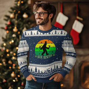 Aur Naur Bigfoot Meme Ugly Christmas Sweater Funny Sasquatch Sarcastic Oh No Australian Accent TS14 Navy Beige Print Your Wear