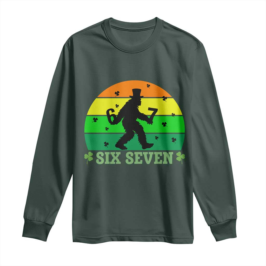 Aur Naur Bigfoot Meme Long Sleeve Shirt Funny Sasquatch Sarcastic Oh No Australian Accent TS14 Dark Forest Green Print Your Wear