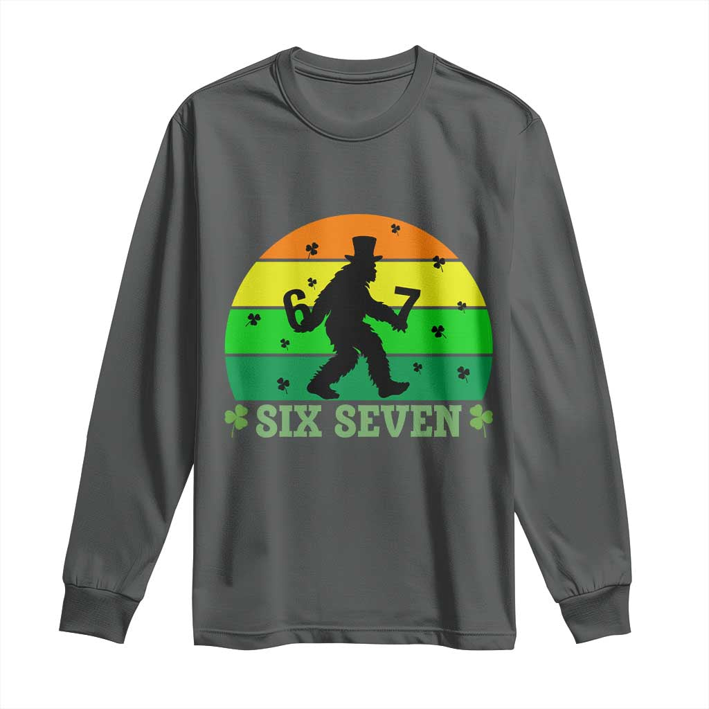 Aur Naur Bigfoot Meme Long Sleeve Shirt Funny Sasquatch Sarcastic Oh No Australian Accent TS14 Dark Heather Print Your Wear