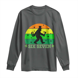 Aur Naur Bigfoot Meme Long Sleeve Shirt Funny Sasquatch Sarcastic Oh No Australian Accent TS14 Dark Heather Print Your Wear