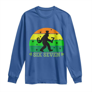 Aur Naur Bigfoot Meme Long Sleeve Shirt Funny Sasquatch Sarcastic Oh No Australian Accent TS14 Royal Blue Print Your Wear