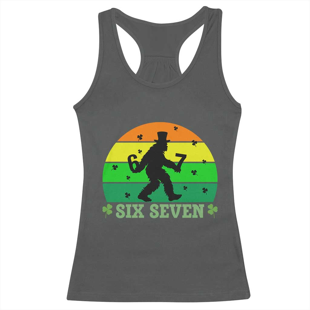 Aur Naur Bigfoot Meme Racerback Tank Top Funny Sasquatch Sarcastic Oh No Australian Accent TS14 Dark Heather Print Your Wear