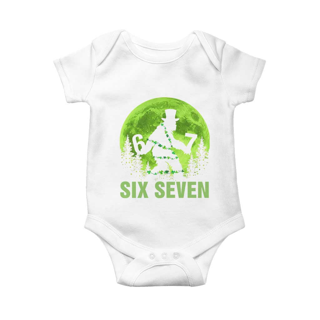 Funny Bigfoot St Patricks Day Baby Onesie Sasquatch Hiding Moon Forest Meme TS14 White Print Your Wear