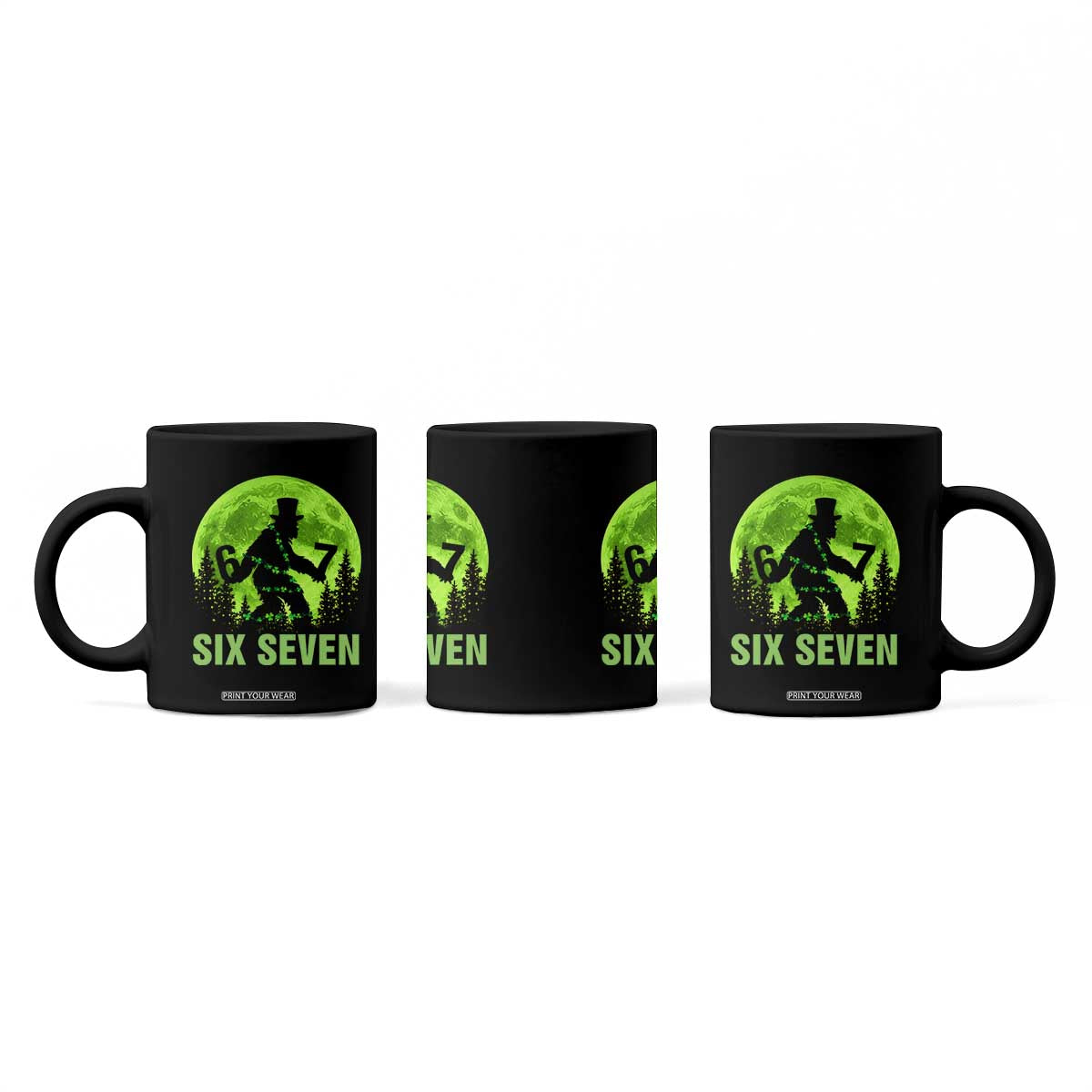 Funny Bigfoot St Patricks Day Coffee Mug Sasquatch Hiding Moon Forest Meme TS14 Print Your Wear
