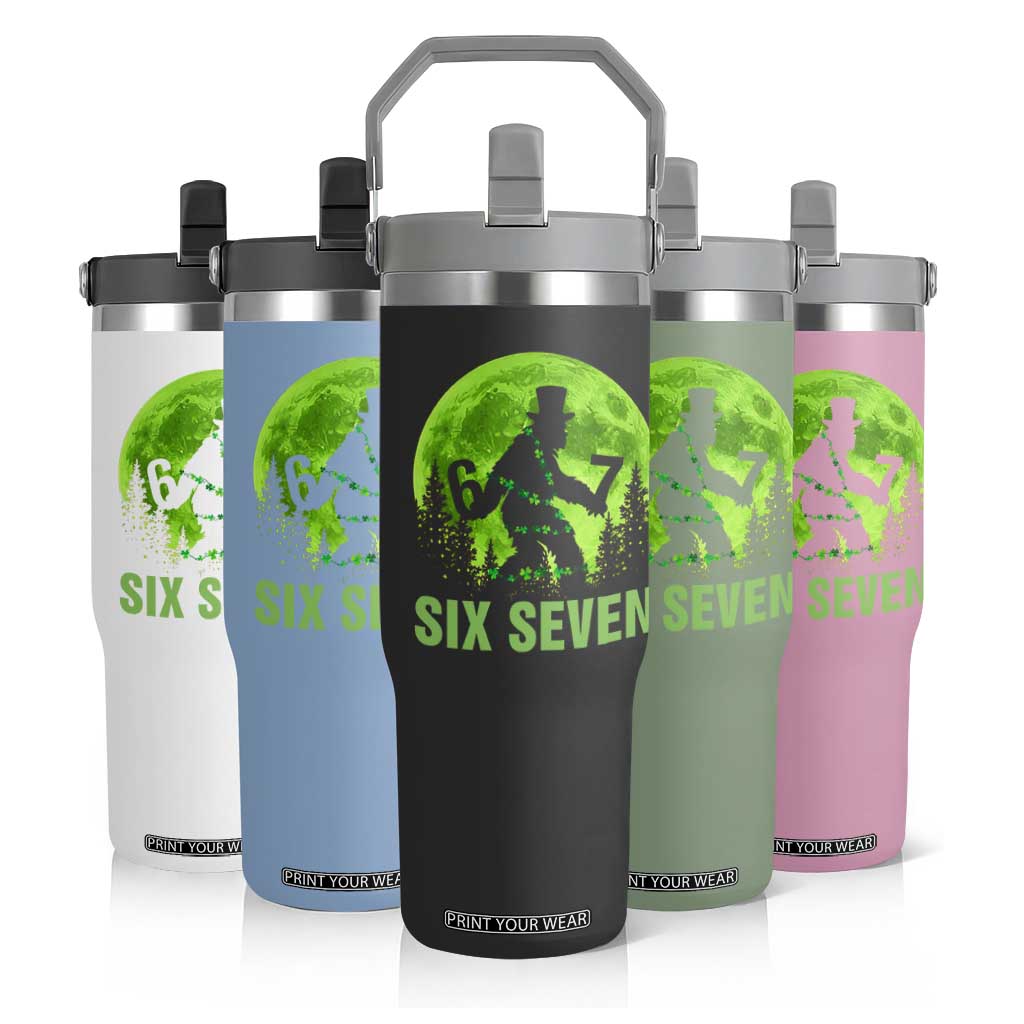 Funny Bigfoot St Patricks Day Flip Straw Tumbler Sasquatch Hiding Moon Forest Meme TS14 Print Your Wear