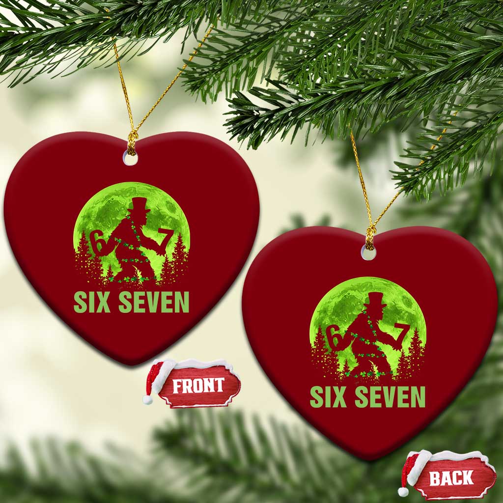 Funny Bigfoot St Patricks Day Ceramic Ornament Sasquatch Hiding Moon Forest Meme TS14 Print Your Wear