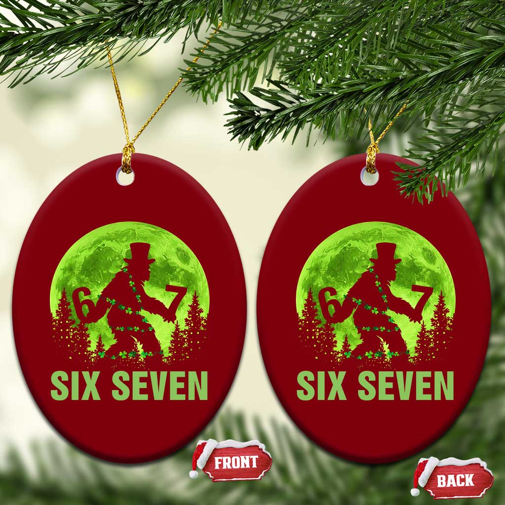 Funny Bigfoot St Patricks Day Ceramic Ornament Sasquatch Hiding Moon Forest Meme TS14 Print Your Wear