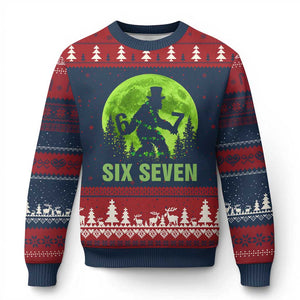 Funny Bigfoot St Patricks Day Ugly Christmas Sweater Sasquatch Hiding Moon Forest Meme TS14 Navy Red Print Your Wear