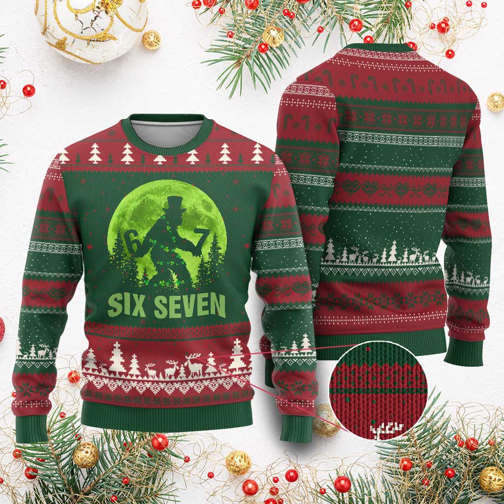 Funny Bigfoot St Patricks Day Ugly Christmas Sweater Sasquatch Hiding Moon Forest Meme TS14 Red Green Print Your Wear