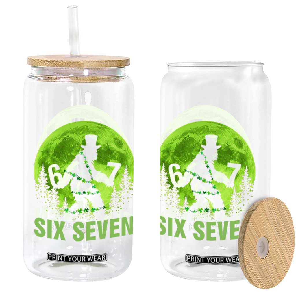 Funny Bigfoot St Patricks Day Glass Can Sasquatch Hiding Moon Forest Meme TS14 Print Your Wear