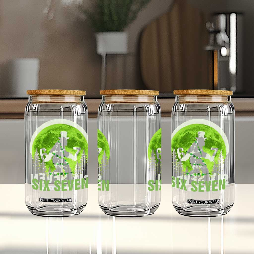 Funny Bigfoot St Patricks Day Glass Can Sasquatch Hiding Moon Forest Meme TS14 Print Your Wear