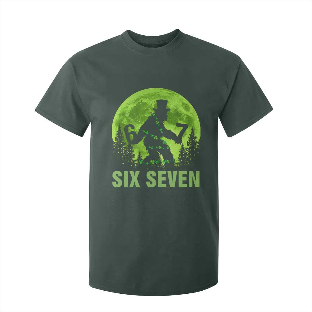 Funny Bigfoot St Patricks Day T Shirt For Kid Sasquatch Hiding Moon Forest Meme TS14 Dark Forest Green Print Your Wear