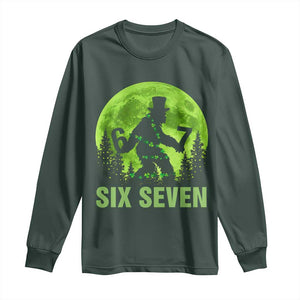 Funny Bigfoot St Patricks Day Long Sleeve Shirt Sasquatch Hiding Moon Forest Meme TS14 Dark Forest Green Print Your Wear