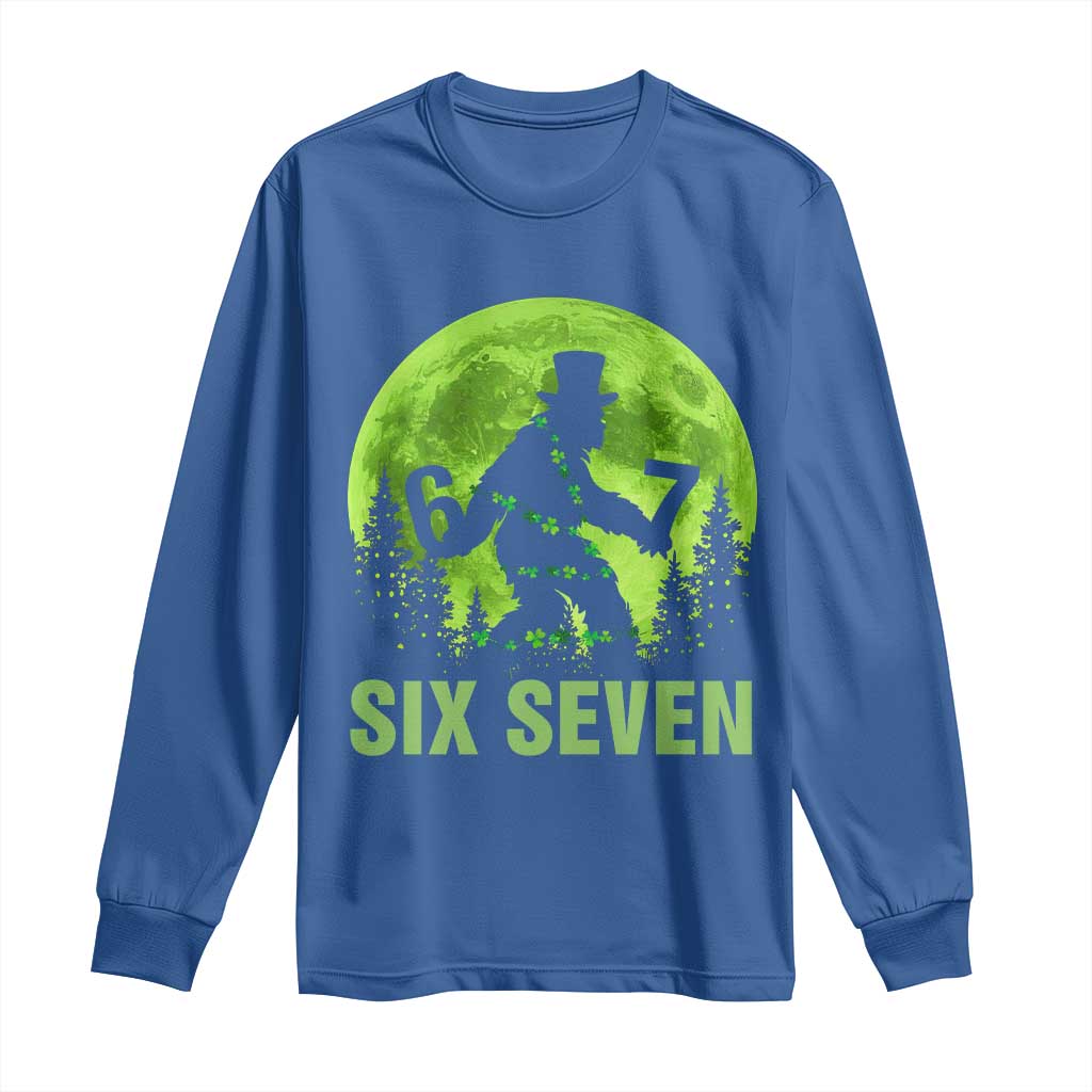 Funny Bigfoot St Patricks Day Long Sleeve Shirt Sasquatch Hiding Moon Forest Meme TS14 Royal Blue Print Your Wear