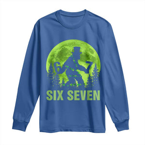 Funny Bigfoot St Patricks Day Long Sleeve Shirt Sasquatch Hiding Moon Forest Meme TS14 Royal Blue Print Your Wear