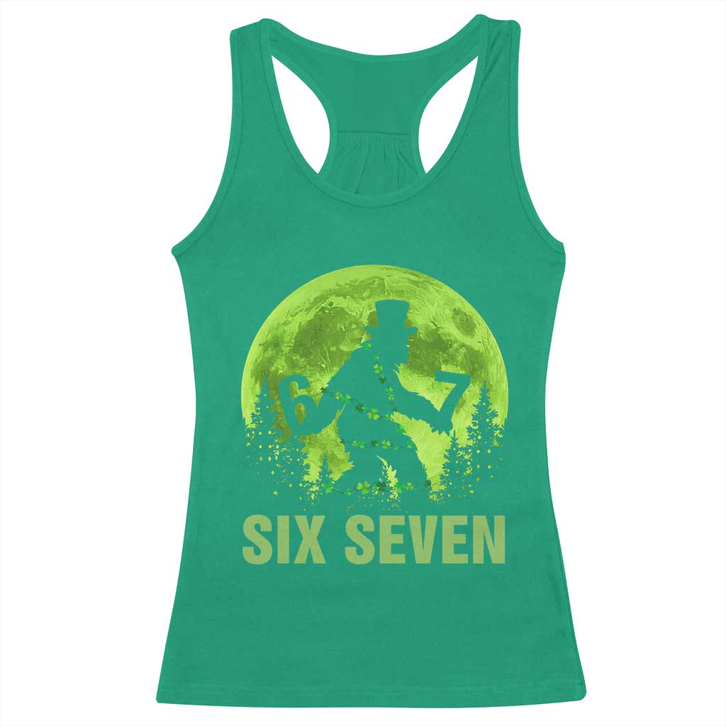Funny Bigfoot St Patricks Day Racerback Tank Top Sasquatch Hiding Moon Forest Meme TS14 Irish Green Print Your Wear