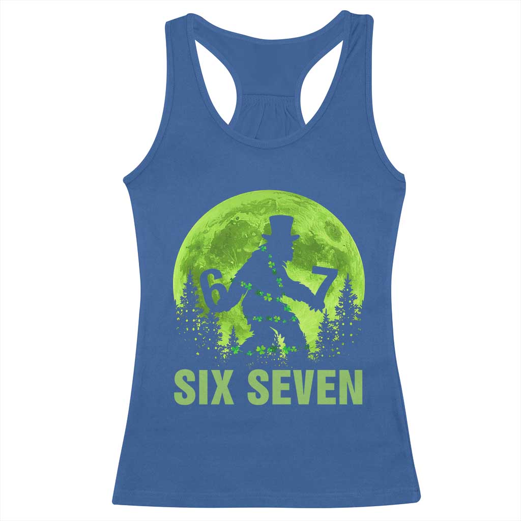 Funny Bigfoot St Patricks Day Racerback Tank Top Sasquatch Hiding Moon Forest Meme TS14 Royal Blue Print Your Wear