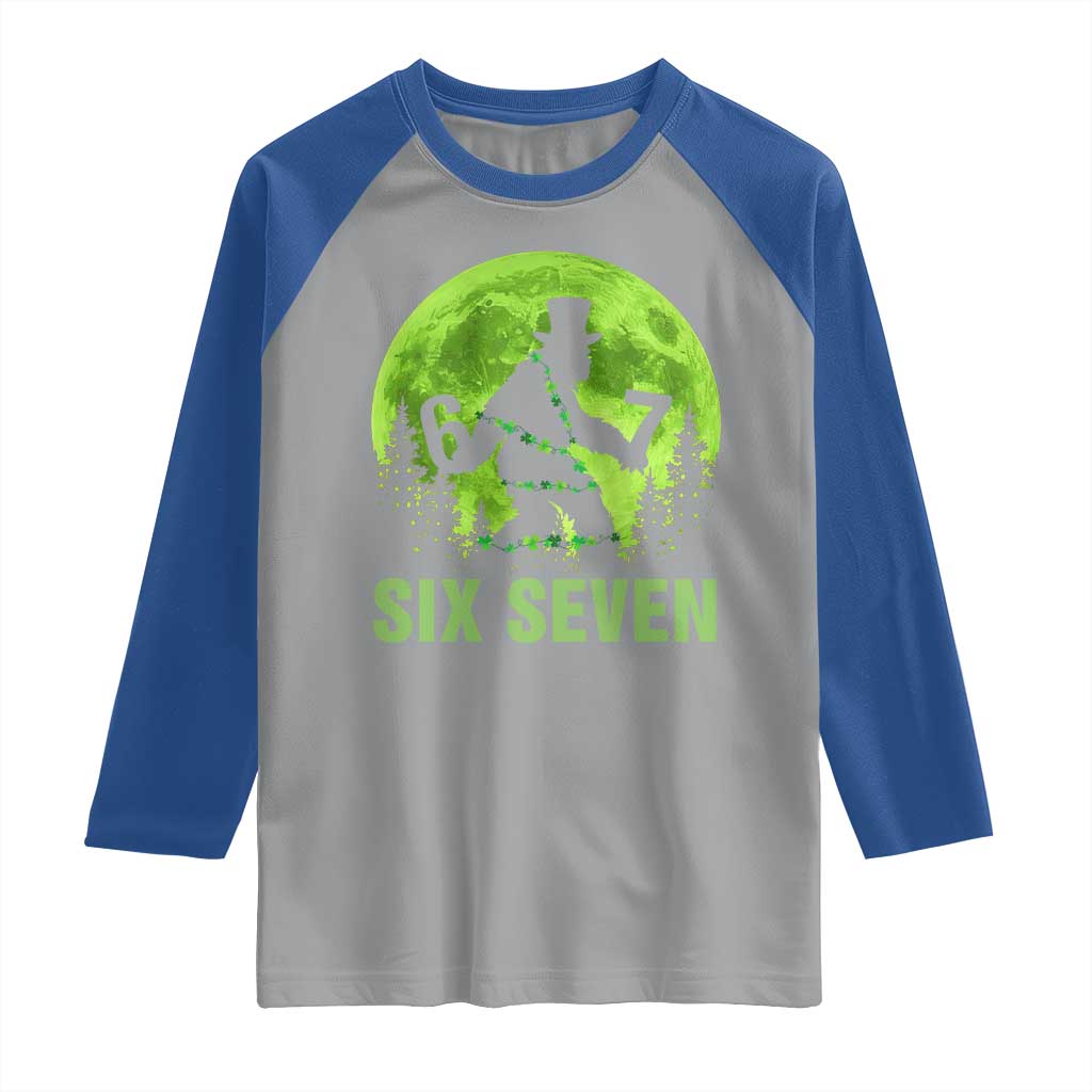 Funny Bigfoot St Patricks Day Raglan Shirt Sasquatch Hiding Moon Forest Meme TS14 Sport Gray Royal Print Your Wear