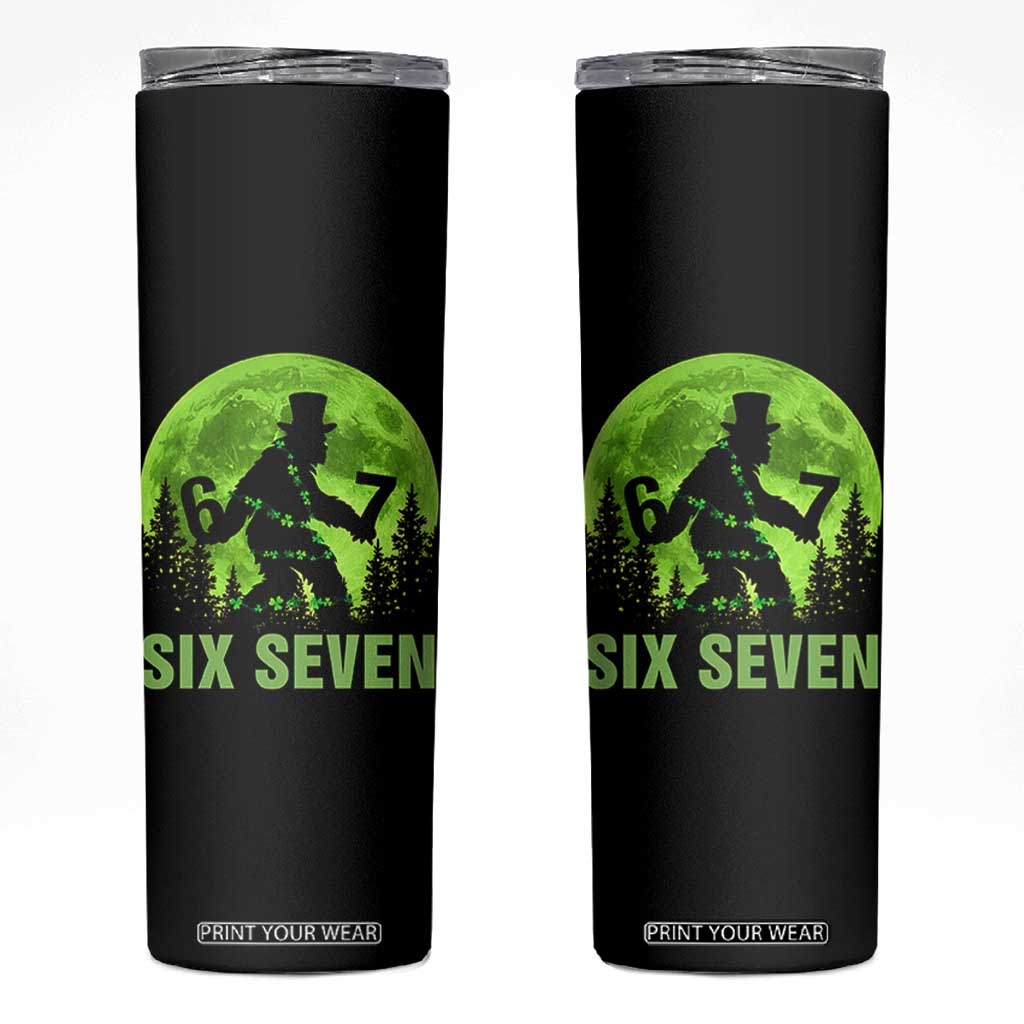 Funny Bigfoot St Patricks Day Skinny Tumbler Sasquatch Hiding Moon Forest Meme TS14 Black Print Your Wear