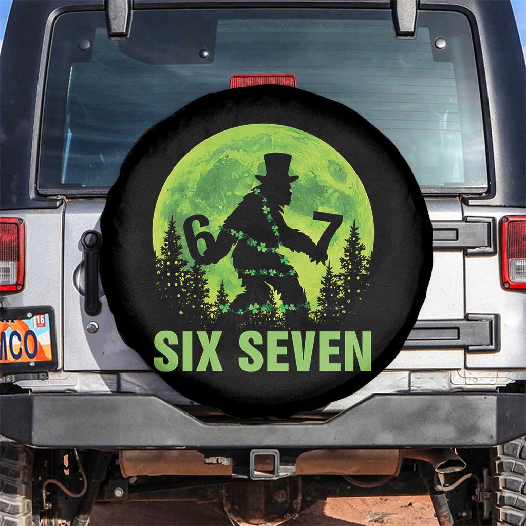 Funny Bigfoot St Patricks Day Spare Tire Cover Sasquatch Hiding Moon Forest Meme TS14 No hole Black Print Your Wear
