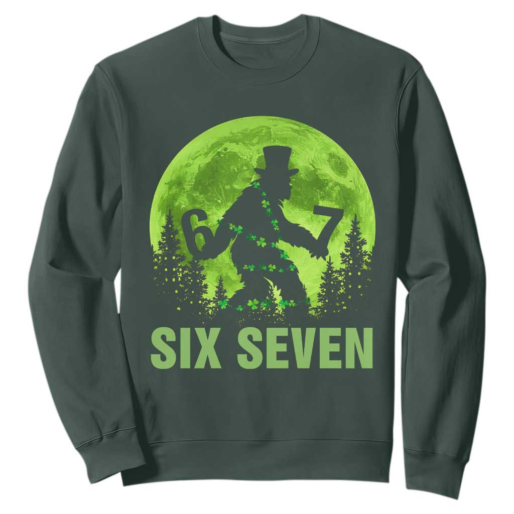 Funny Bigfoot St Patricks Day Sweatshirt Sasquatch Hiding Moon Forest Meme TS14 Dark Forest Green Print Your Wear