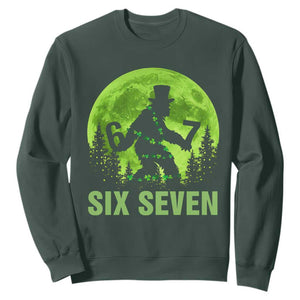 Funny Bigfoot St Patricks Day Sweatshirt Sasquatch Hiding Moon Forest Meme TS14 Dark Forest Green Print Your Wear