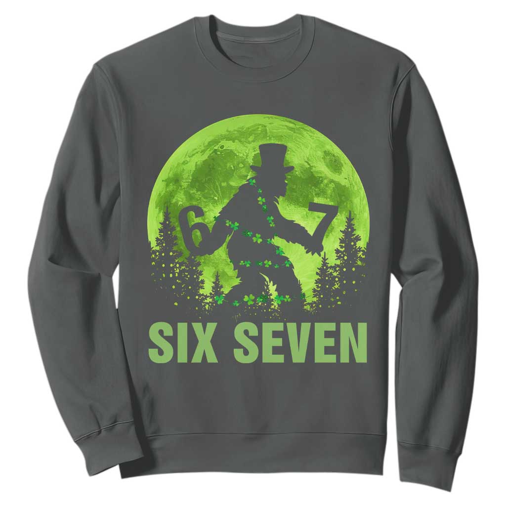 Funny Bigfoot St Patricks Day Sweatshirt Sasquatch Hiding Moon Forest Meme TS14 Dark Heather Print Your Wear