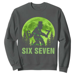 Funny Bigfoot St Patricks Day Sweatshirt Sasquatch Hiding Moon Forest Meme TS14 Dark Heather Print Your Wear
