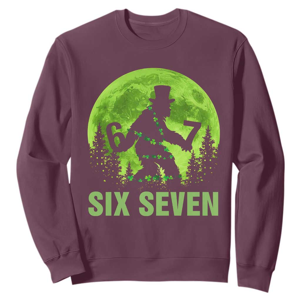 Funny Bigfoot St Patricks Day Sweatshirt Sasquatch Hiding Moon Forest Meme TS14 Maroon Print Your Wear