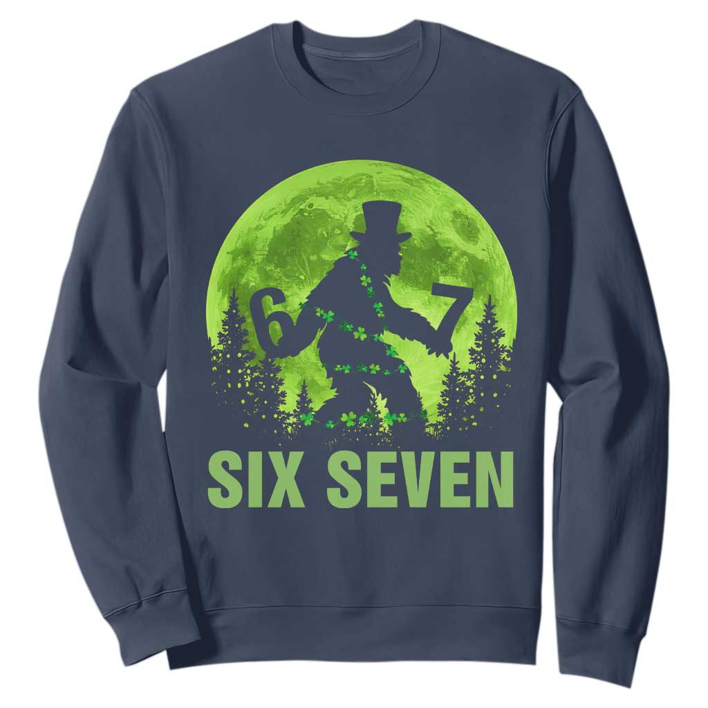 Funny Bigfoot St Patricks Day Sweatshirt Sasquatch Hiding Moon Forest Meme TS14 Navy Print Your Wear