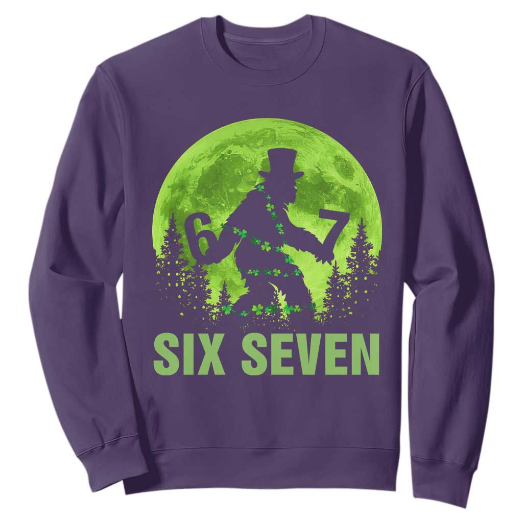 Funny Bigfoot St Patricks Day Sweatshirt Sasquatch Hiding Moon Forest Meme TS14 Purple Print Your Wear