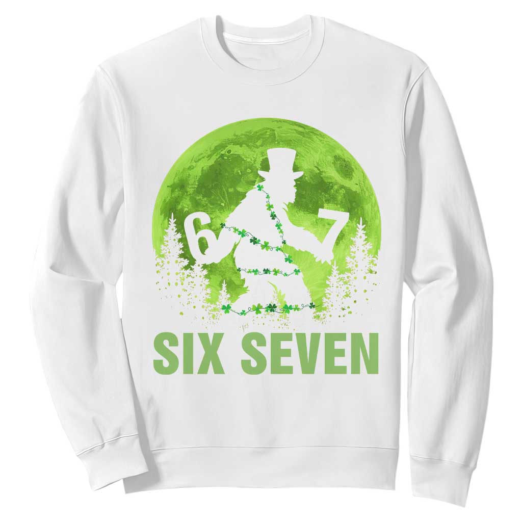 Funny Bigfoot St Patricks Day Sweatshirt Sasquatch Hiding Moon Forest Meme TS14 White Print Your Wear