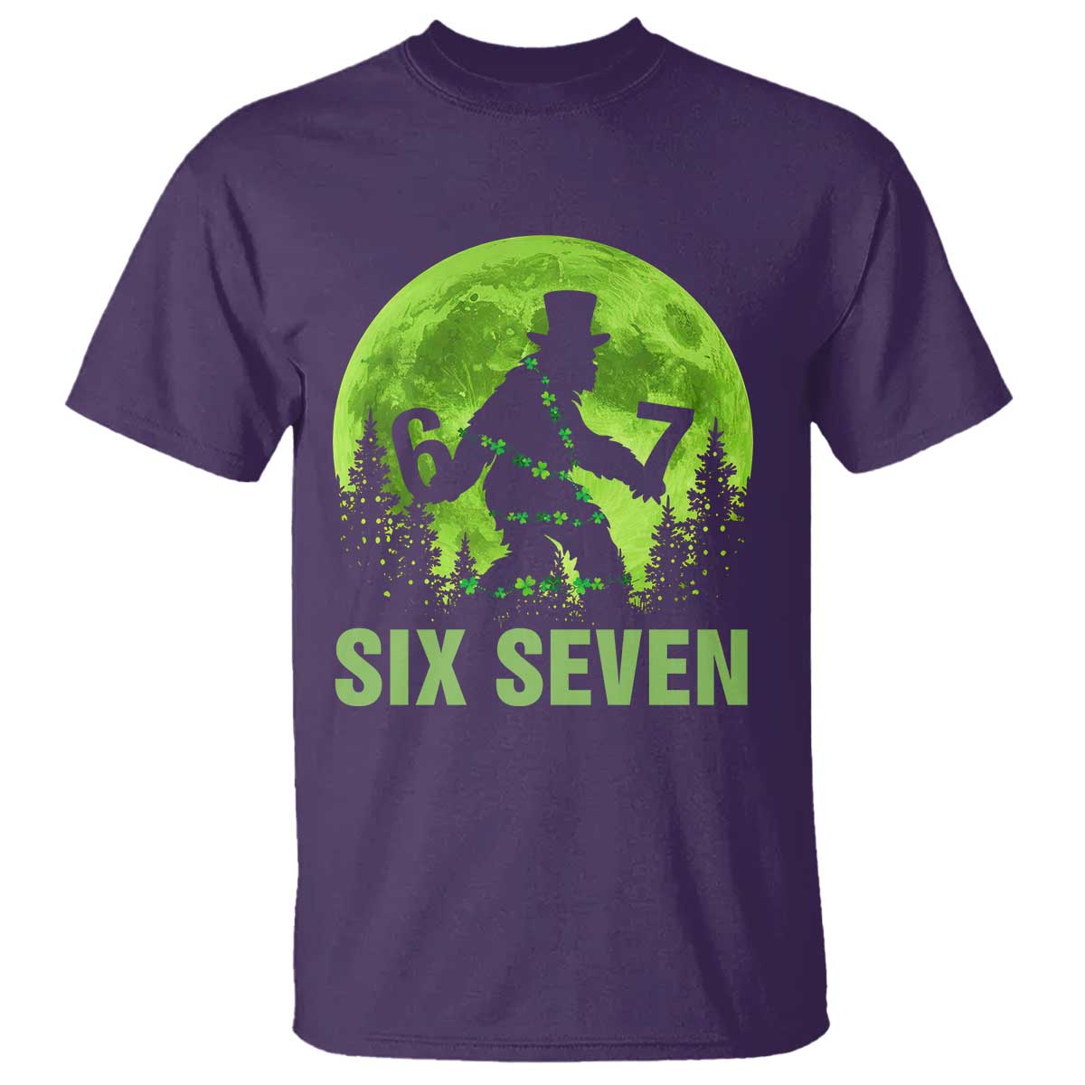 Funny Bigfoot St Patricks Day T Shirt Sasquatch Hiding Moon Forest Meme TS14 Purple Print Your Wear