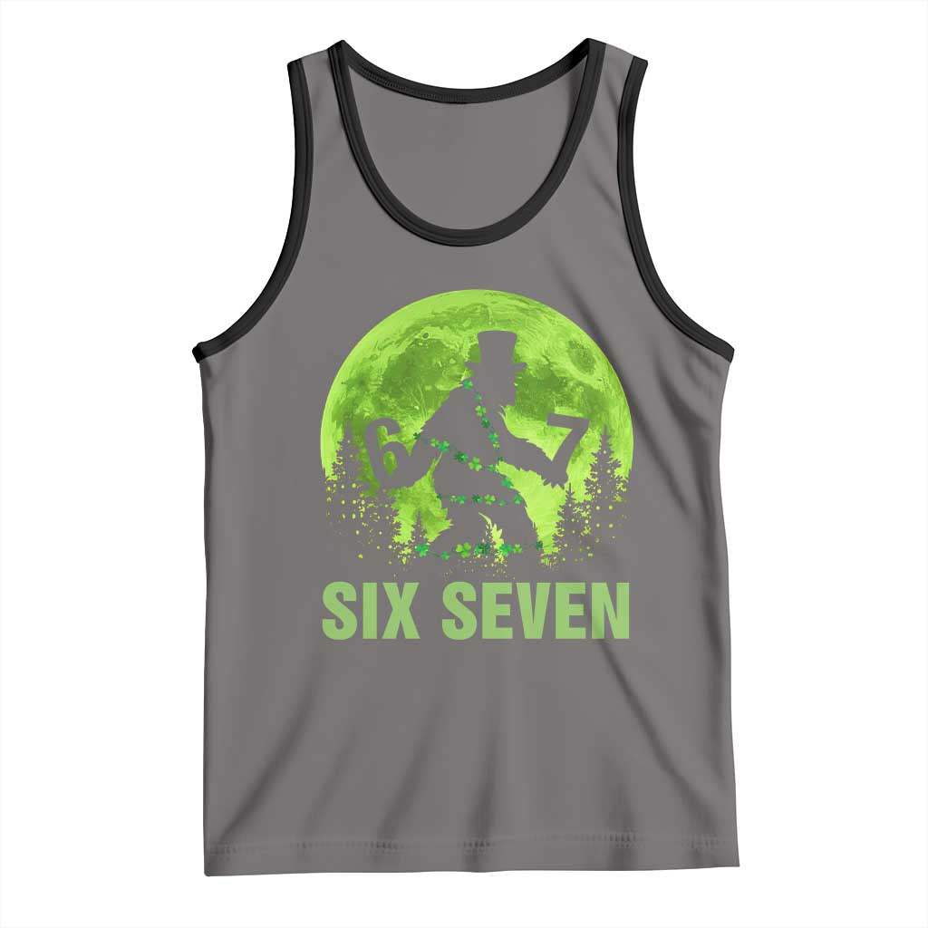 Funny Bigfoot St Patricks Day Tank Top Sasquatch Hiding Moon Forest Meme TS14 Deep Heather Black Print Your Wear