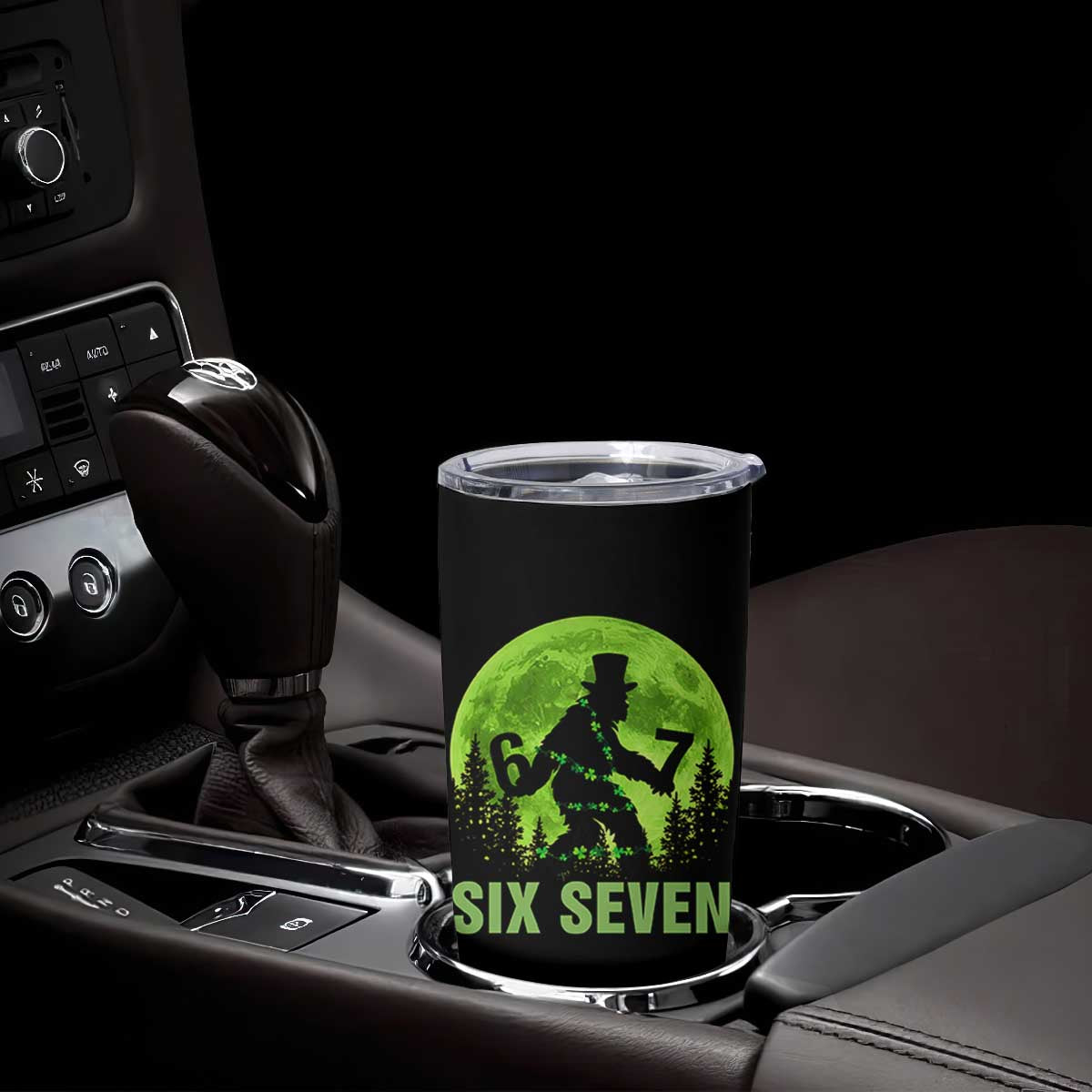 Funny Bigfoot St Patricks Day Tumbler Cup Sasquatch Hiding Moon Forest Meme TS14 Print Your Wear