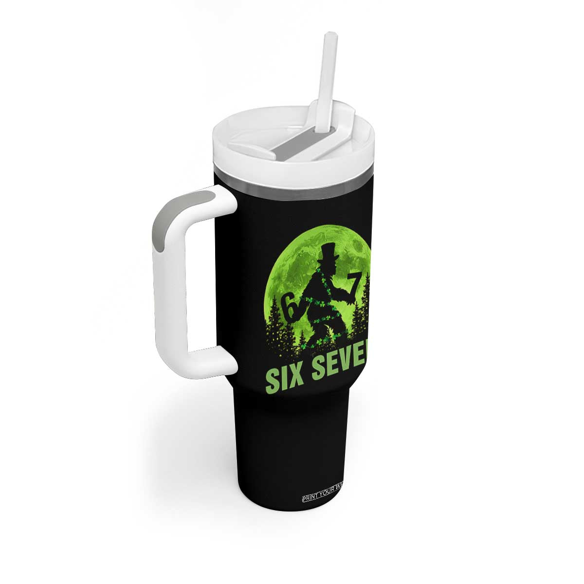 Funny Bigfoot St Patricks Day Tumbler With Handle Sasquatch Hiding Moon Forest Meme TS14 Print Your Wear