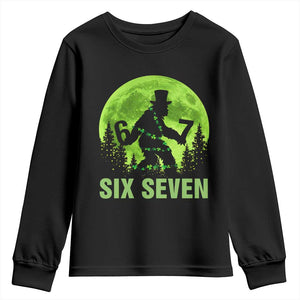 Funny Bigfoot St Patricks Day Youth Sweatshirt Sasquatch Hiding Moon Forest Meme TS14 Black Print Your Wear
