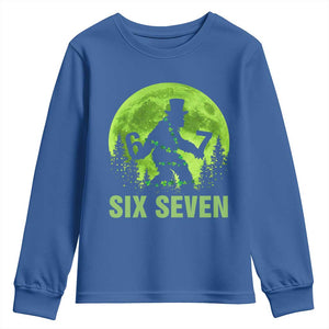 Funny Bigfoot St Patricks Day Youth Sweatshirt Sasquatch Hiding Moon Forest Meme TS14 Royal Blue Print Your Wear