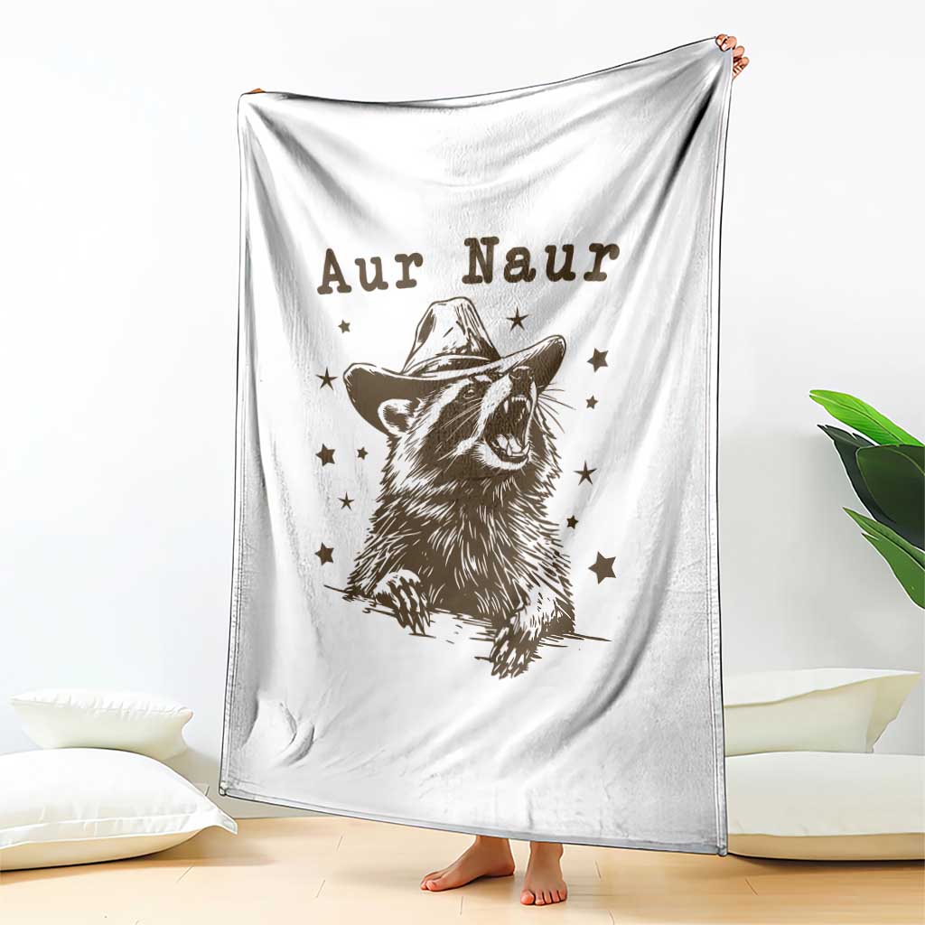 AUR Naur Cowboy Raccoon Throw Blanket Funny Sarcastic Oh No Australian Accent TS14 Print Your Wear