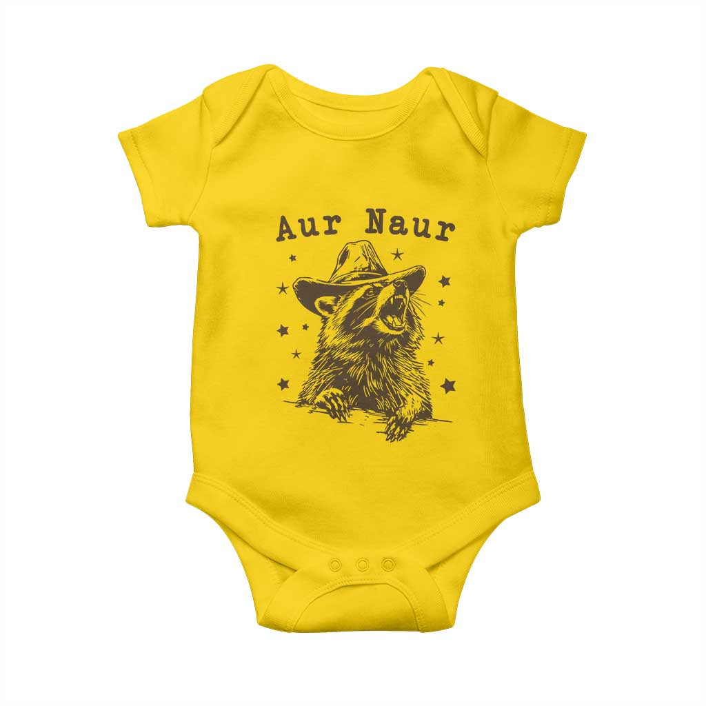 AUR Naur Cowboy Raccoon Baby Onesie Funny Sarcastic Oh No Australian Accent TS14 Daisy Print Your Wear